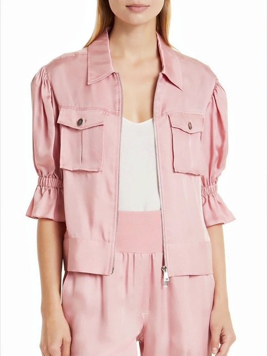 5à7 Tops - 🦄 rare Cinq a Sept 5à7 Holly Ruffle Sleeve Utility Shirt-Jacket Lavender-Pink Si